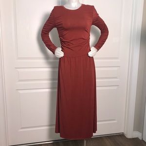TREASURE &‎ BOND MAROON LONG SLEEVE MAXI DRESS